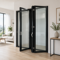 Porte pliante en aluminium / Porte à double battant thermolaquée à rupture de pont thermique insonorisée conforme CE robuste antivol pour extérieur et chambre