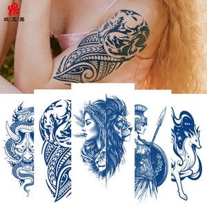 Nouveaux autocollants de tatouage aux herbes 2026, motifs animaux totemiques (araignée, dragon, serpent), imperméables et résistants à la transpiration, bleus, pour hommes et femmes - Product Image 1