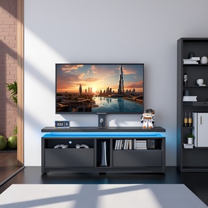 Mobile TV Nero all'Ingrosso, Centro di Intrattenimento Nero, Unità Televisiva Nera, Mobile Console Multimediale Nero, Tavolo Porta TV Nero - Product Image 4