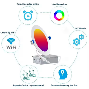 Foco Empotrable <span class=keywords><strong>LED</strong></span> Inteligente WiFi de 4 Pulgadas, Clasificación IP44, 9W, Regulable, RGBCW, con Google Alexa, Garantía de 5 Años - Product Image 2