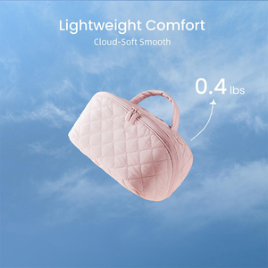 Quilted Travel <b>Makeup</b> <b>Bag</b> for Women 180°Wide Open View Lightweight Multi <b>Compartments</b> Portable Cosmetic Organizer - Product Image 5
