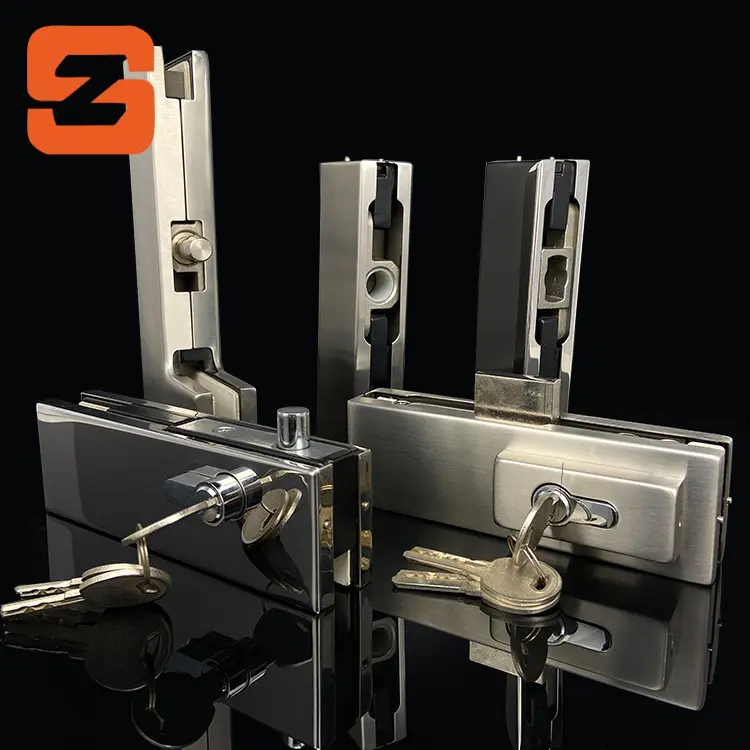 Stainless steel clamp frameless glass door lock patch fitting glass door fitting