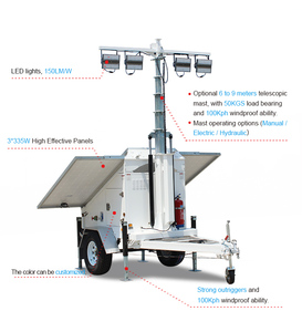 Torre de Iluminación Telescópica Hidráulica de 9 m, Remolque Móvil con Energía Solar para Construcción - Product Image 6