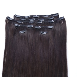 Extensioni Professionali di <span class=keywords><strong>Capelli</strong></span> Umani Brasiliani Remy con Clip, Colore Marrone <span class=keywords><strong>Scuro</strong></span> <span class=keywords><strong>Naturale</strong></span> - Product Image 4