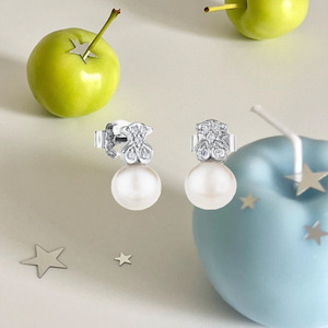 Pendientes de Aro con Diseño de Oso Adorable, Joyería Fina de Lujo, con Múltiples Gemas y Perlas, Chapados en Oro y Plata, para Mujer, Joyería Premium - Product Image 3