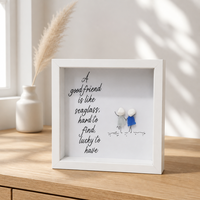 Cadre Boîte à Souvenirs d'Amitié pour Enfants, Art en Galets Blancs et Verre de Mer, Citation, Cadeau d'Anniversaire Meilleur Ami