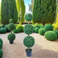 Vente en gros de feuilles artificielles d'intérieur et d'extérieur buis topiaire arbre à boules vertes bonsaï arbre artificiel à trois boules