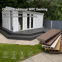 Dek Lantai Kayu Oak WPC Linear Persegi Berongga Sistem Interlocking Halus Tahan Air Modern untuk Taman Luar Ruangan, Patio, Kebun, Anti-Selip, Anti-Korosi