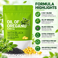Gélules d'huile d'origan 6000mg équivalent à base de plantes avec huile de nigelle 200mg, 300 unités pour une nutrition quotidienne à base de plantes
