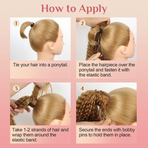 สไตล์ 2 แบบต่อผมหางม้า 12 เส้น เส้นใยสังเคราะห์คุณภาพพรีเมียม สายยางยืดทนทาน ที่พันผมสีดำ - Product Image 5