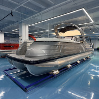 Bateau ponton de luxe en alliage d'aluminium de 27 pieds, certifié CE, croiseur sportif 200 CV, pour loisirs, tourisme et patrouille, fabrication sur mesure