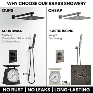 Ensemble de système de douche de salle de bain en laiton noir mat moderne avec pommeau de douche dissimulé au plafond avec affichage numérique - Product Image 4