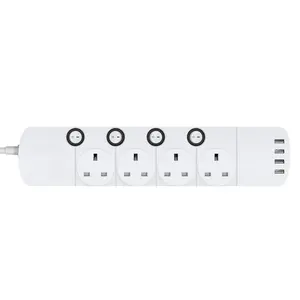OSWELL 4-way Extension Lead 4USB multi uk to eu travel adapter with usb ports uk extension tower sockets and switch