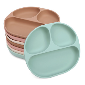 <b>Nursing</b> Weaning Products Silicone Feeding Bowl Eco Friendly Soft Dinnerware 3 Divided Silicone Baby Feeding Plate with Suction - Product Image 1