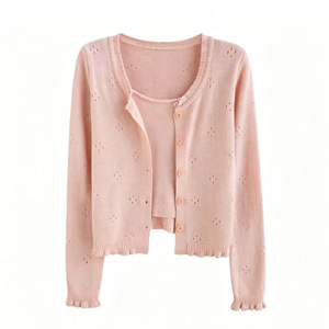 Cárdigan de punto para mujer, manga larga, holgado, asimétrico, con aberturas, de un solo botón, transpirable, para primavera y otoño - Product Image 4