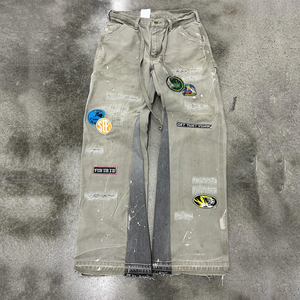 Pantalon de jogging ample et oversize en molleton French Terry délavé à l'acide avec patch logo personnalisé, coupe droite, essentiels de travail pour homme, style streetwear - Product Image 2