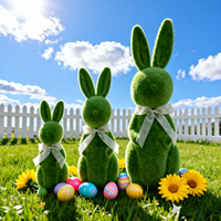 Figurines de lapin de Pâques personnalisées, créatives et colorées, en fausse fourrure, avec nœuds papillon, en polystyrène, pour intérieur, vente chaude