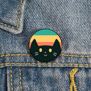Voici le soleil forme ronde métal artisanat émail épinglette broche personnalisée accessoires mignons mode dur émail doux broches lever du soleil - Product Image 4