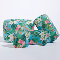 Stock S M L XL 4 pezzi foglie di Nylon nuova estate carino regalo di viaggio stampa tropicale borsa per il trucco spiaggia grandi borse da toilette per donna