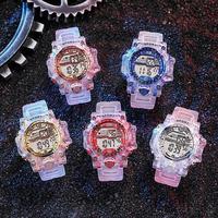 Montre numérique lumineuse sportive multifonctionnelle unisexe avec bracelet transparent coloré unique, idéale pour les femmes et les hommes – Cadeau très prisé