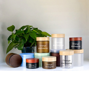Pots cosmétiques en plastique multicolores avec couvercles en bambou, conteneurs rechargeables <span class=keywords><strong>pour</strong></span> <span class=keywords><strong>crème</strong></span> visage et beurre corporel, directement de l'usine - Product Image 1