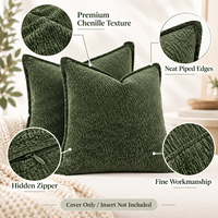 Housse de coussin en tissu chenille de qualité supérieure, forme carrée, fermeture éclair cachée, taie d'oreiller personnalisée