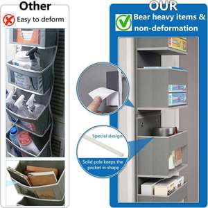 Organisateur de porte Amz Hot Storage avec fermeture éclair, 6 étagères, organisateur de porte suspendu, 1 se divise en 2, organisateur de vêtements en tissu injecté - Product Image 4