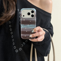 Coque de téléphone antichoc double couche à rayures irrégulières marron et bleu vintage avec étoiles pour iPhone 18 Pro Max 17 16 15 14