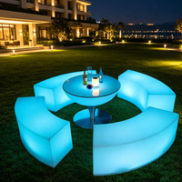 Meubles lumineux à LED télécommandés, ensemble de chaises et table incurvées à LED pour salon KTV