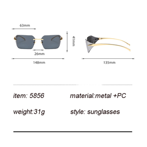 2024 New Arrival Rimless Rectangle Sunglasses Unisex UV400 Frameless Square Shades Fashion Sun <strong>Glasses</strong> - Product Image 5