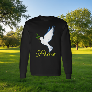 T-shirt à manches longues avec symbole de paix colombin et branche d'olivier - Product Image 3