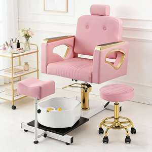 Nouvelle chaise durable en acier inoxydable avec hauteur réglable, pivotante, pour spa des pieds, super polyvalente, pour pédicure et massage, avec tabouret - Product Image 6