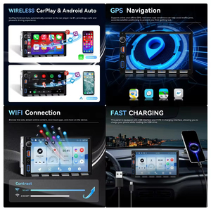 วิทยุติดรถยนต์ Podofo 7 นิ้ว 4+64G แบบ Double Din รองรับ Wireless Carplay/ Android Auto พร้อม Wifi GPS และ USB BT วิทยุ ปุ่มแบบเปียโน ชาร์จเร็ว - Product Image 2