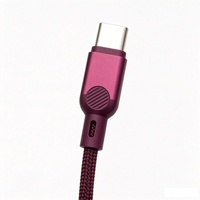 Kabel Data Anyaman Pengisian Cepat PD 60W/100W 5A Pengisian Super Cepat Kompatibel dengan Semua Perangkat Seluler Merah Ceri