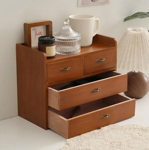 Organizador de Escritorio de Madera con 4 Cajones, Organizador de Almacenamiento Multifuncional <span class=keywords><strong>para</strong></span> Mesa o Encimera - Product Image 2
