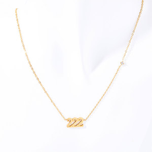 สร้อยคอเลข 222 สแตนเลส 316L ชุบทอง 14k 18k PVD สำหรับผู้หญิง ขายส่ง - Product Image 6