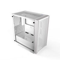 JNP TECH A02 New Style White Gaming MicroATX Mid Tower Steel Case with Iron Mesh Side Panel