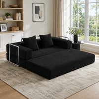 Ensemble de canapés modulaires carrés en chenille compressés sous vide avec rembourrage en éponge, convertible en lit, idéal pour villas et petits appartements
