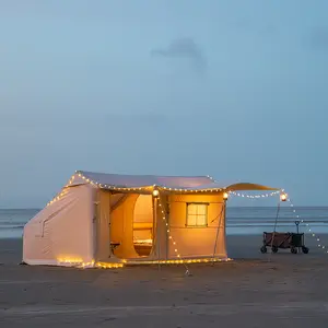 Tienda inflable para playa con techo de una habitación con toldo y aleros hechos de tela Oxford de algodón