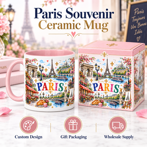 Mug en céramique souvenir <span class=keywords><strong>de</strong></span> <span class=keywords><strong>Paris</strong></span>, France, avec design <span class=keywords><strong>de</strong></span> la Tour Eiffel, boîte cadeau, articles souvenirs <span class=keywords><strong>de</strong></span> <span class=keywords><strong>Paris</strong></span> personnalisés, fournisseur en gros OEM ODM - Product Image 1