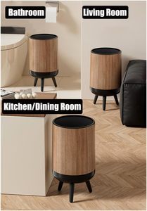 <b>Bedroom</b> Waste <b>Bin</b> Plastic Trash Can with Pedestal and Lid for Office Kitchen Home Use Dustbin Waste Container - Product Image 5