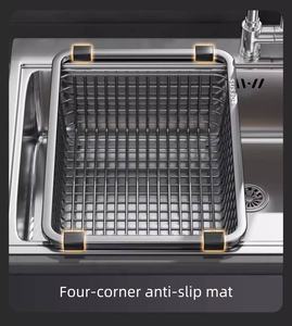 304 acier inoxydable panier de vidange évier de cuisine bassin de lavage des légumes égouttoir <span class=keywords><strong>vaisselle</strong></span> évier support de rangement - Product Image 4