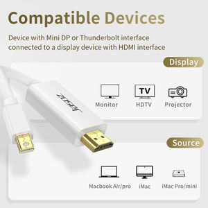 Câble convertisseur Mini DP mâle vers <span class=keywords><strong>HDMI</strong></span> mâle 1.5m Thunderbolt vers 1080P pour <span class=keywords><strong>HDMI</strong></span> 3m <span class=keywords><strong>Displayport</strong></span> HDTV pour écran d'ordinateur Applic - Product Image 6