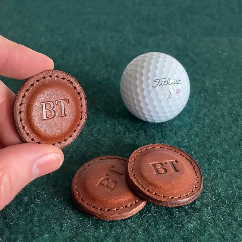 Magnetic Golf Ball Markers Genuine Leather Ball Marker Golf Premium Golf Marker Gifts for Men Women