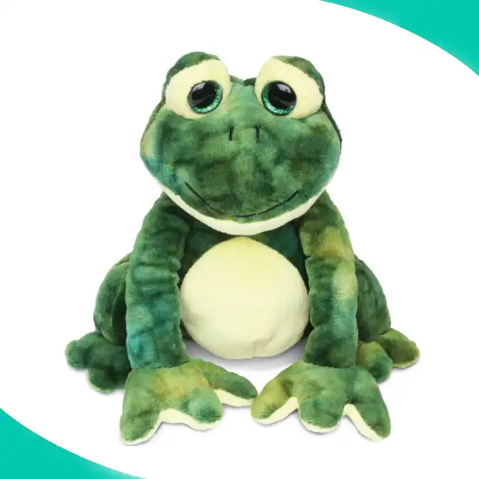 spring green frog mascot stuffed animal