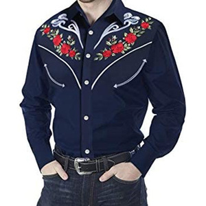 Primavera e autunno camicia da uomo stampata alla <span class=keywords><strong>moda</strong></span> americana stile occidentale stampata camicia a maniche lunghe per gli uomini - Product Image 1