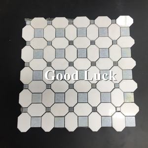 GGL Pierre Design Moderne Octogone <span class=keywords><strong>Carrelage</strong></span> de Marbre Mélange de Thassos Blanc <span class=keywords><strong>et</strong></span> Palissandro Bleu pour Cuisine Salle de Bain Hôtel - Product Image 5