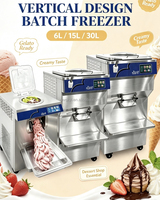 Machine à glace dure verticale 30L pour équipement de crème glacée, congélateur professionnel italien à production en lots avec réglage de la surproduction