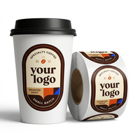 Rouleau d'autocollants personnalisés pour gobelets, étiquettes imperméables avec logo personnalisé pour gobelets à café, jus, boissons, emballages, magasins de boissons