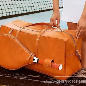 <span class=keywords><strong>Sac</strong></span> de sport rétro orange en PU, <span class=keywords><strong>sac</strong></span> de tennis tendance 2025, <span class=keywords><strong>sac</strong></span> de luxe pour le court avec compartiment pour raquette, <span class=keywords><strong>sac</strong></span> de voyage chic - Product Image 3